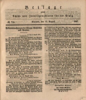 Königlich bayerisches Amts- und Intelligenzblatt für die Pfalz Freitag 13. August 1847