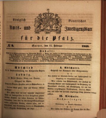 Königlich bayerisches Amts- und Intelligenzblatt für die Pfalz Freitag 11. Februar 1848