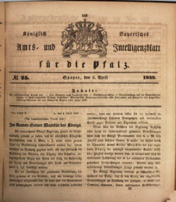 Königlich bayerisches Amts- und Intelligenzblatt für die Pfalz Donnerstag 6. April 1848