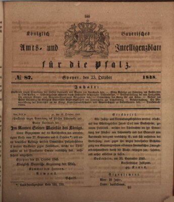Königlich bayerisches Amts- und Intelligenzblatt für die Pfalz Montag 23. Oktober 1848