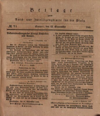 Königlich bayerisches Amts- und Intelligenzblatt für die Pfalz Dienstag 19. September 1848