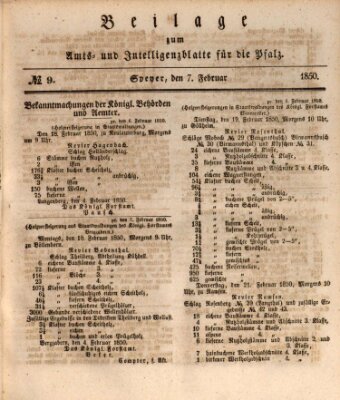 Königlich bayerisches Amts- und Intelligenzblatt für die Pfalz Donnerstag 7. Februar 1850