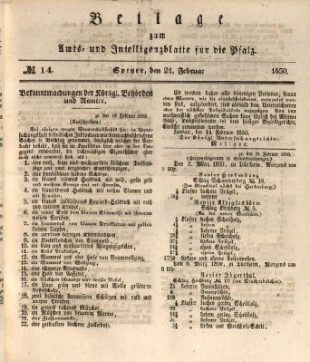 Königlich bayerisches Amts- und Intelligenzblatt für die Pfalz Donnerstag 21. Februar 1850