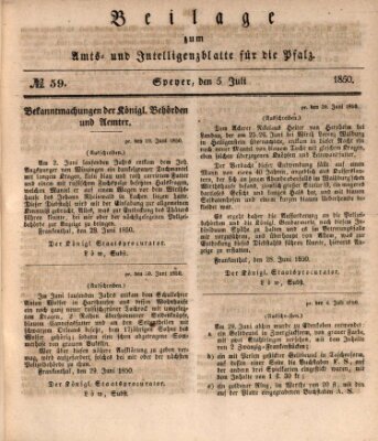 Königlich bayerisches Amts- und Intelligenzblatt für die Pfalz Freitag 5. Juli 1850