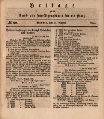 Königlich bayerisches Amts- und Intelligenzblatt für die Pfalz Mittwoch 21. August 1850