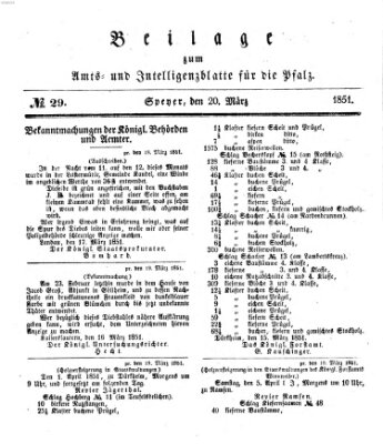 Königlich bayerisches Amts- und Intelligenzblatt für die Pfalz Donnerstag 20. März 1851