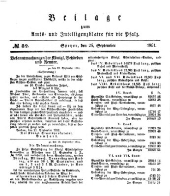 Königlich bayerisches Amts- und Intelligenzblatt für die Pfalz Donnerstag 25. September 1851