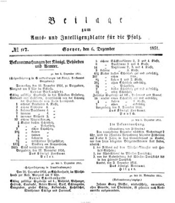 Königlich bayerisches Amts- und Intelligenzblatt für die Pfalz Samstag 6. Dezember 1851