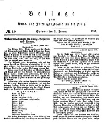 Königlich bayerisches Amts- und Intelligenzblatt für die Pfalz Montag 31. Januar 1853