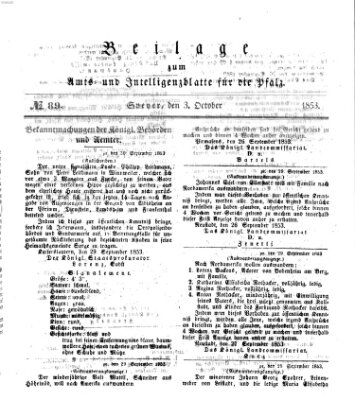 Königlich bayerisches Amts- und Intelligenzblatt für die Pfalz Montag 3. Oktober 1853