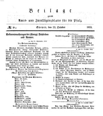 Königlich bayerisches Amts- und Intelligenzblatt für die Pfalz Samstag 22. Oktober 1853