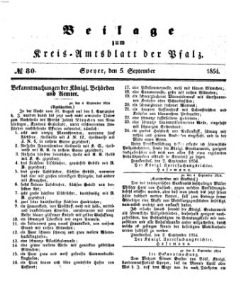 Königlich-bayerisches Kreis-Amtsblatt der Pfalz (Königlich bayerisches Amts- und Intelligenzblatt für die Pfalz) Dienstag 5. September 1854