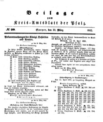 Königlich-bayerisches Kreis-Amtsblatt der Pfalz (Königlich bayerisches Amts- und Intelligenzblatt für die Pfalz) Freitag 30. März 1855