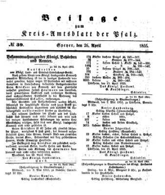 Königlich-bayerisches Kreis-Amtsblatt der Pfalz (Königlich bayerisches Amts- und Intelligenzblatt für die Pfalz) Donnerstag 26. April 1855
