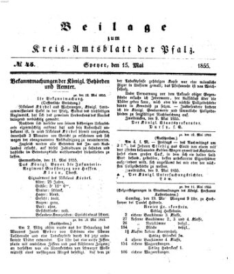 Königlich-bayerisches Kreis-Amtsblatt der Pfalz (Königlich bayerisches Amts- und Intelligenzblatt für die Pfalz) Dienstag 15. Mai 1855