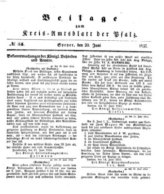 Königlich-bayerisches Kreis-Amtsblatt der Pfalz (Königlich bayerisches Amts- und Intelligenzblatt für die Pfalz) Mittwoch 20. Juni 1855