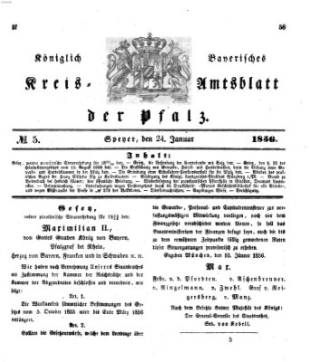 Königlich-bayerisches Kreis-Amtsblatt der Pfalz (Königlich bayerisches Amts- und Intelligenzblatt für die Pfalz) Donnerstag 24. Januar 1856