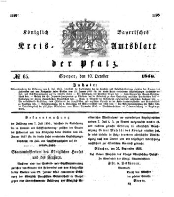 Königlich-bayerisches Kreis-Amtsblatt der Pfalz (Königlich bayerisches Amts- und Intelligenzblatt für die Pfalz) Freitag 10. Oktober 1856