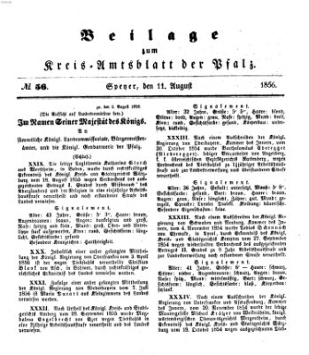 Königlich-bayerisches Kreis-Amtsblatt der Pfalz (Königlich bayerisches Amts- und Intelligenzblatt für die Pfalz) Montag 11. August 1856