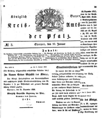 Königlich-bayerisches Kreis-Amtsblatt der Pfalz (Königlich bayerisches Amts- und Intelligenzblatt für die Pfalz) Samstag 10. Januar 1857