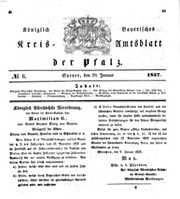 Königlich-bayerisches Kreis-Amtsblatt der Pfalz (Königlich bayerisches Amts- und Intelligenzblatt für die Pfalz) Dienstag 20. Januar 1857