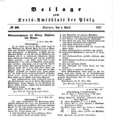 Königlich-bayerisches Kreis-Amtsblatt der Pfalz (Königlich bayerisches Amts- und Intelligenzblatt für die Pfalz) Samstag 4. April 1857