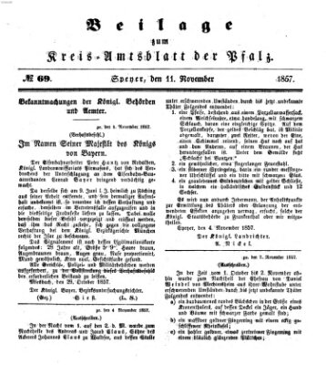 Königlich-bayerisches Kreis-Amtsblatt der Pfalz (Königlich bayerisches Amts- und Intelligenzblatt für die Pfalz) Mittwoch 11. November 1857