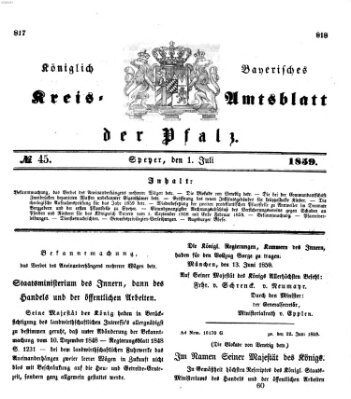 Königlich-bayerisches Kreis-Amtsblatt der Pfalz (Königlich bayerisches Amts- und Intelligenzblatt für die Pfalz) Freitag 1. Juli 1859