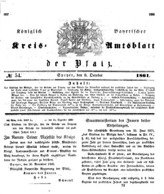 Königlich-bayerisches Kreis-Amtsblatt der Pfalz (Königlich bayerisches Amts- und Intelligenzblatt für die Pfalz) Dienstag 8. Oktober 1861