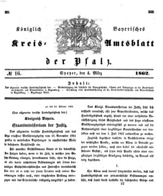 Königlich-bayerisches Kreis-Amtsblatt der Pfalz (Königlich bayerisches Amts- und Intelligenzblatt für die Pfalz) Dienstag 4. März 1862