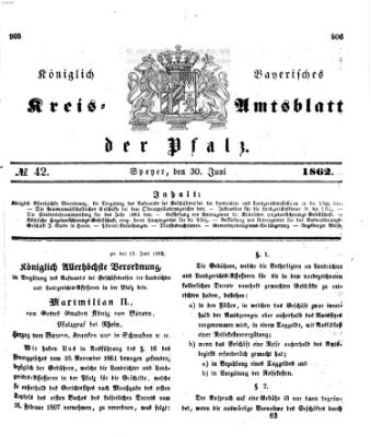 Königlich-bayerisches Kreis-Amtsblatt der Pfalz (Königlich bayerisches Amts- und Intelligenzblatt für die Pfalz) Montag 30. Juni 1862