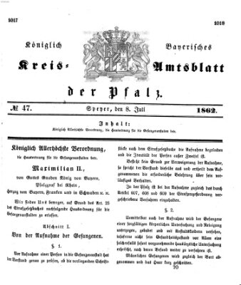 Königlich-bayerisches Kreis-Amtsblatt der Pfalz (Königlich bayerisches Amts- und Intelligenzblatt für die Pfalz) Dienstag 8. Juli 1862