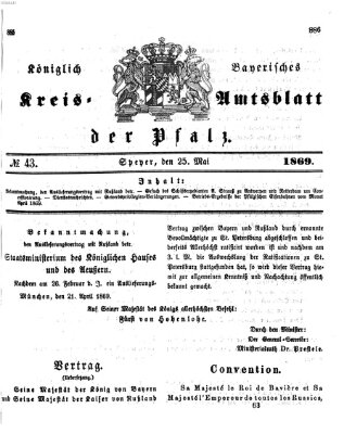 Königlich-bayerisches Kreis-Amtsblatt der Pfalz (Königlich bayerisches Amts- und Intelligenzblatt für die Pfalz) Dienstag 25. Mai 1869