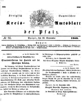 Königlich-bayerisches Kreis-Amtsblatt der Pfalz (Königlich bayerisches Amts- und Intelligenzblatt für die Pfalz) Samstag 18. September 1869
