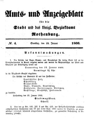 Amts- und Anzeigenblatt für die Stadt und das Königl. Bezirksamt Rothenburg Samstag 13. Januar 1866
