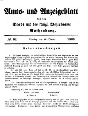 Amts- und Anzeigenblatt für die Stadt und das Königl. Bezirksamt Rothenburg Samstag 13. Oktober 1866
