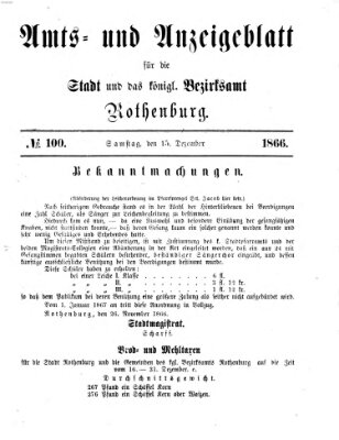 Amts- und Anzeigenblatt für die Stadt und das Königl. Bezirksamt Rothenburg Samstag 15. Dezember 1866