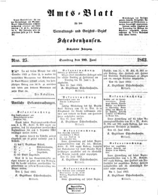 Amts-Blatt für den Verwaltungs- und Gerichts-Bezirk Schrobenhausen Samstag 20. Juni 1863