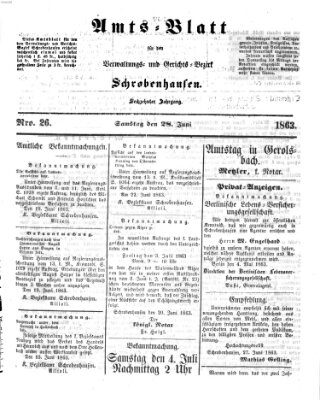 Amts-Blatt für den Verwaltungs- und Gerichts-Bezirk Schrobenhausen Samstag 27. Juni 1863