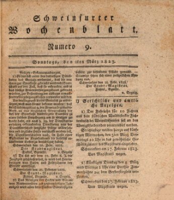 Schweinfurter Wochenblatt Sonntag 2. März 1823