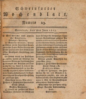 Schweinfurter Wochenblatt Sonntag 8. Juni 1823