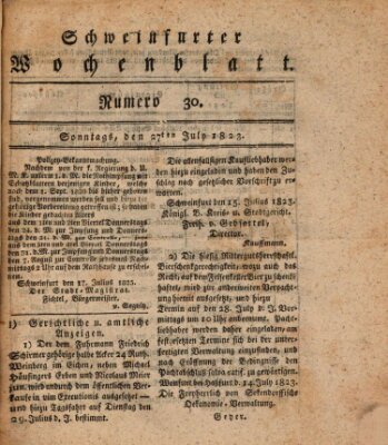 Schweinfurter Wochenblatt Sonntag 27. Juli 1823