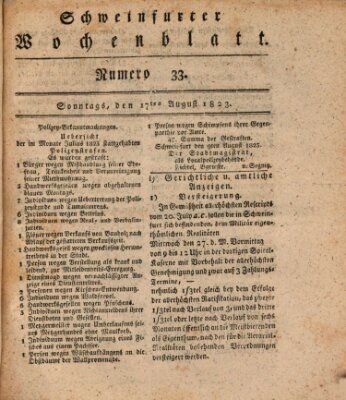 Schweinfurter Wochenblatt Sonntag 17. August 1823