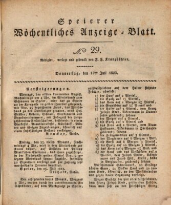 Speyerer wöchentliches Anzeige-Blatt Donnerstag 17. Juli 1823