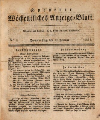 Speyerer wöchentliches Anzeige-Blatt Donnerstag 19. Februar 1824