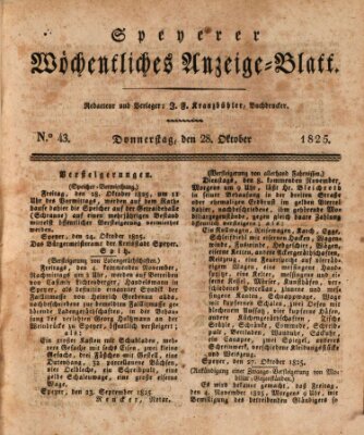 Speyerer wöchentliches Anzeige-Blatt Freitag 28. Oktober 1825