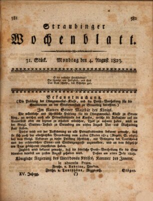 Straubinger Wochenblatt Montag 4. August 1823