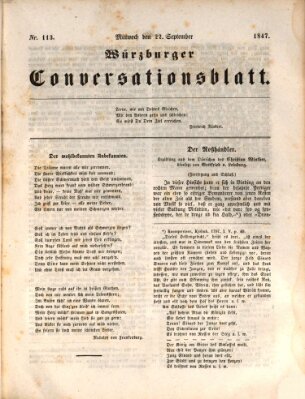 Würzburger Conversationsblatt Mittwoch 22. September 1847