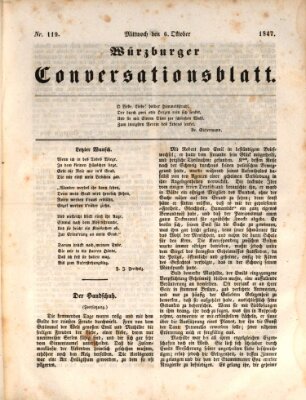 Würzburger Conversationsblatt Mittwoch 6. Oktober 1847