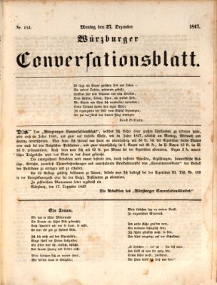 Würzburger Conversationsblatt Montag 27. Dezember 1847